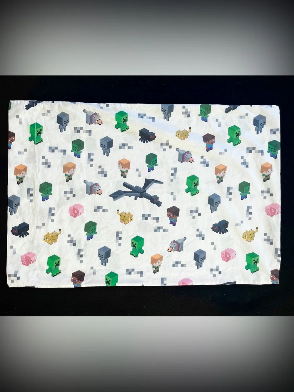 x2 EUC Pottery Barn Kids Minecraft Standard Pillowcases 100% Organic Cotton Set